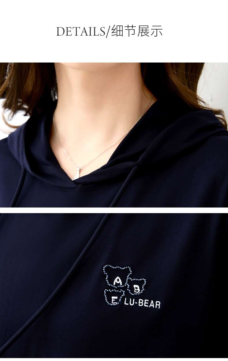 レディース スウェット 半袖フード付きカジュアルTシャツ