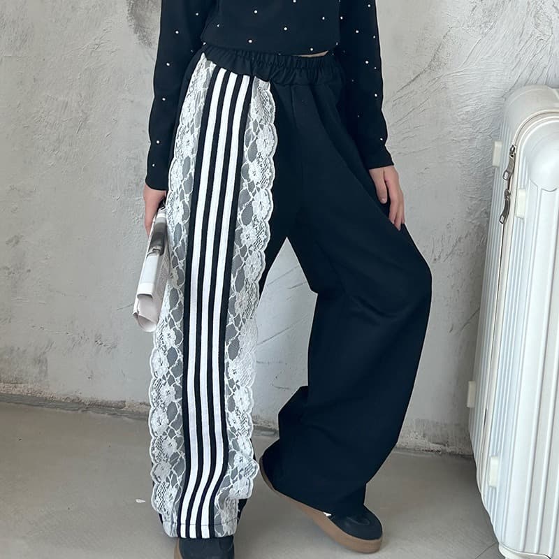キッズ レース切替 スウェットパンツ ガールズ